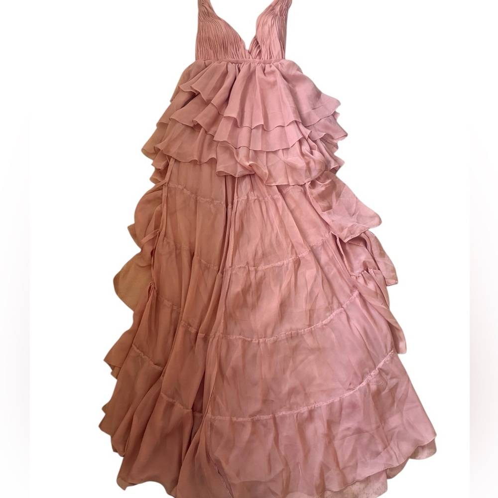 Mac Duggal 55320 High Low Tiered Gown With Built In Bodysuit Size 4 NWOT Rose - Picture 8 of 12